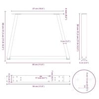 Eettafelpoten 2 st V-vormig 30x(30-31,3) cm staal naturel - thumbnail