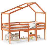 Hoogslaper met bedhuis massief grenenhout wasbruin 80x200 cm - thumbnail