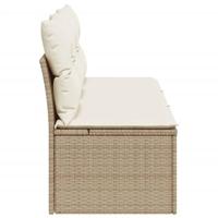 Tuinbank 3-zits met kussens poly rattan beige - thumbnail