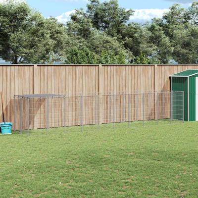 Hondenkennel 6,05 m² staal zilverkleurig