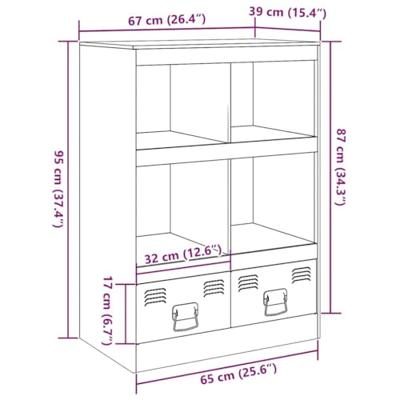 Hoge kast 67x39x95 cm staal zwart