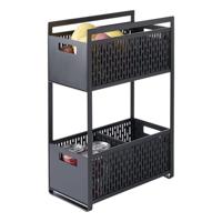 Yamazaki Keukenrek met Manden - 2 niveaus - Tower - Zwart - thumbnail