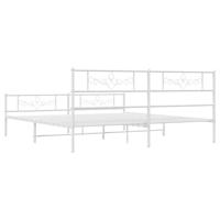 Bedframe met hoofd- en voeteneinde metaal wit 193x203 cm - thumbnail