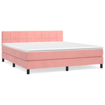 Boxspring met matras fluweel roze 160x200 cm