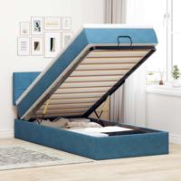 Ottoman bed met matras 100x200 cm fluweel donkerblauw - thumbnail
