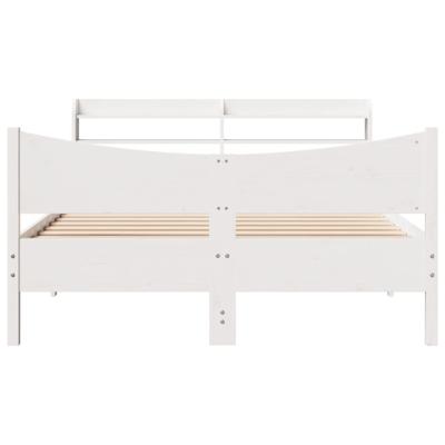 Bedframe met hoofdbord massief grenenhout wit 140x190 cm - thumbnail