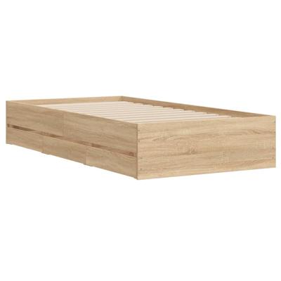 Bedframe met lades bewerkt hout sonoma eikenkleurig 90x200 cm - thumbnail