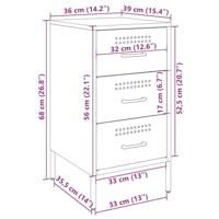 Nachtkastjes 2 st 36x39x68 cm koudgewalst staal zwart - thumbnail