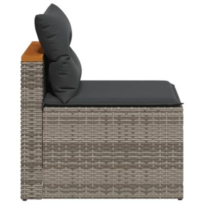 Tuinbanken 2 st zonder armleuning met kussens poly rattan grijs - thumbnail