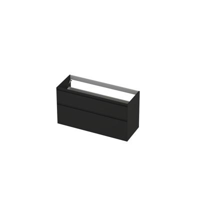 INK - Onderkast 2 Laden Greeploos Gelakt 45gr A-symmetrisch - 1200x450x650 Mm - Mat Zwart