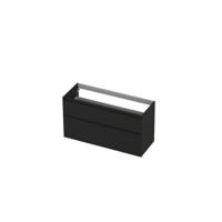 INK - Onderkast 2 Laden Greeploos Gelakt 45gr A-symmetrisch - 1200x450x650 Mm - Mat Zwart - thumbnail