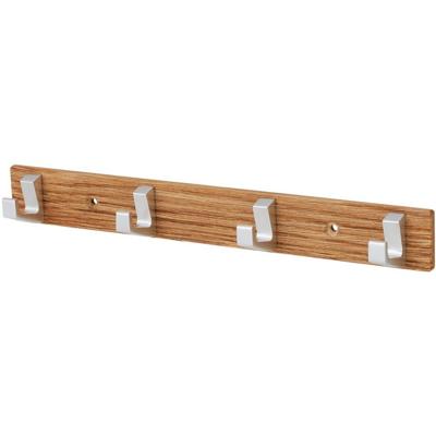 Handdoekrek 4-haaks hout - aluminium Handdoekrek 4-haaks hout - aluminium