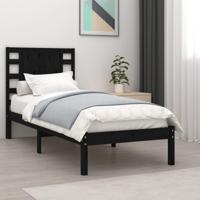 Bedframe massief grenenhout zwart 100x200 cm - thumbnail