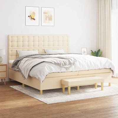 Boxspring met matras stof crèmekleurig 200x200 cm