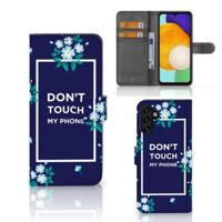 Samsung Galaxy A04s | Samsung Galaxy A13 5G Portemonnee Hoesje Flowers Blue DTMP - thumbnail
