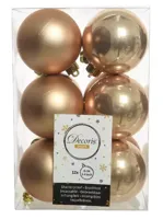 12 onbreekbare kerstballen toffee 6 cm - thumbnail