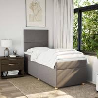 Boxspring met matras stof taupe 90x200 cm - thumbnail