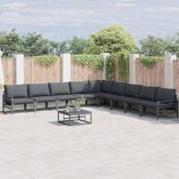 Tuinbankenset met kussen 9 pcs Zwart Staal - thumbnail