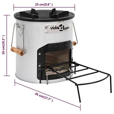 VidaXL Camping houtkachel 45x25x26 cm staal zilverkleurig VidaXL Camping houtkachel 45x25x26 cm staal zilverkleurig