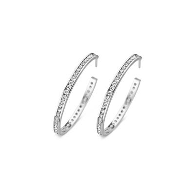 New Bling 9NB-0116 Oorstekers Halve oorring zilver met zirkonia zilverkleurig 30 mm