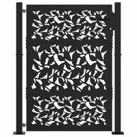 Poort met bladontwerp 105x130 cm staal zwart - thumbnail