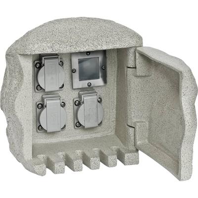 EVN 2303FE3 Buitenstopcontact 3-voudig Granietgrijs (mat) Steenlook, Met afstandsbediening