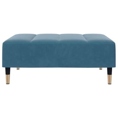 Slaapbank 2-zits met voetenbank fluweel blauw - thumbnail