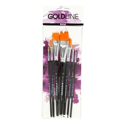 Creativ Company Gold line penselen, afm 0+2+4+8+12+16+20, l: 16,5-21 cm, b: 1-7 mm, plat, 7 stuk/ 1 doos