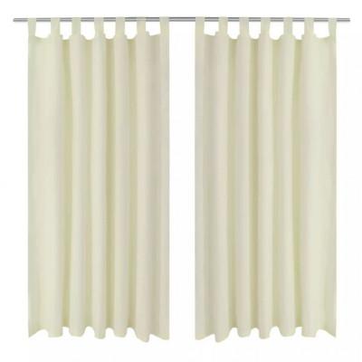 VidaXL Micro-satijnen gordijnen met ringen 140 x 245 cm 2 stuks (creme) VidaXL Micro-satijnen gordijnen met ringen 140 x 245 cm 2 stuks (creme)