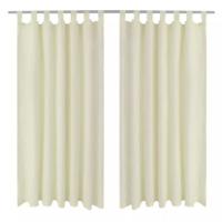 VidaXL Micro-satijnen gordijnen met ringen 140 x 245 cm 2 stuks (creme) - thumbnail