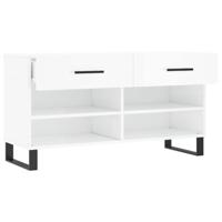 VidaXL Schoenenbank 102x35x55 cm bewerkt hout hoogglans wit - thumbnail