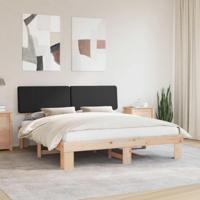 Bedframe met Gevoerd Hoofdgedeelte Zwart 200 x 200 cm - thumbnail