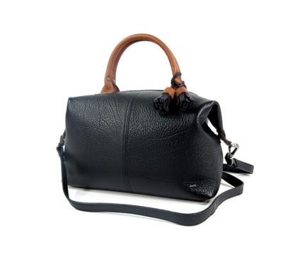 CHAMONIX leren damestas handtas schoudertas zwart