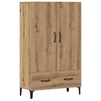 Hoge kast 70x31x115 cm bewerkt hout artisanaal eikenkleur - thumbnail