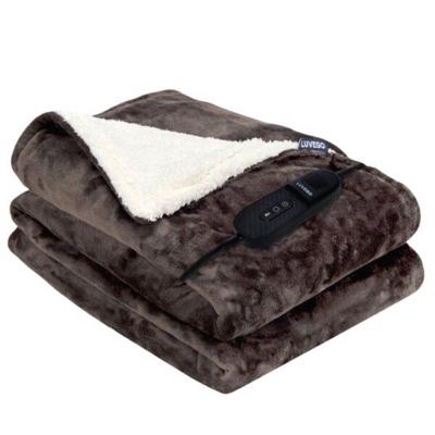 Luvego Elektrische Bovendeken XL 1 Persoons - 180x130CM - Warmtedeken, Omslagdeken & Knuffeldeken - 3M lange Kabel - 160W - Warme Deken - Verwarmd Fleece Plaid - Bruin
