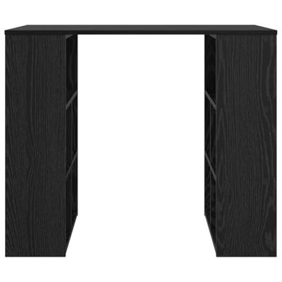 Bureau met plank Zwart eiken 90 x 50 x 75 cm Bewerkt hout