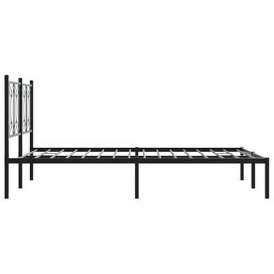 Bedframe met hoofdbord metaal zwart 140x200 cm - thumbnail