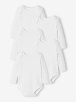 Set van 5 rompertjes met US-opening en lange mouwen voor baby set wit - thumbnail