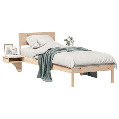 Bedframe met hoofdeinde Bruin 75 x 190 cm Massief grenenhout
