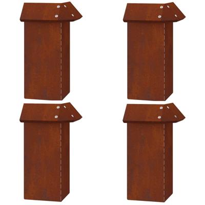VidaXL Slakkenhekje 4 pcs roestig 13,5 x 13,5 x 25 cm cortenstaal