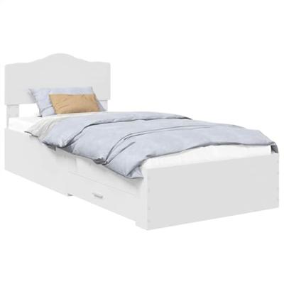 Bedframe met hoofdeinde met lade Wit 90 x 190 cm Bewerkt hout