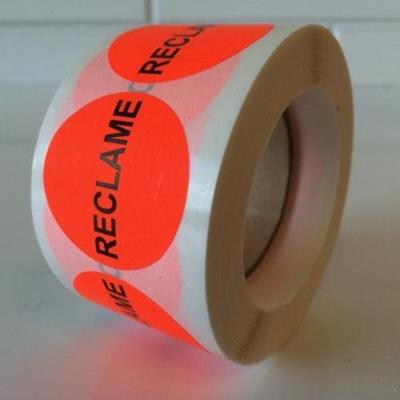 Etiket 35 mm fluor rood RECLAME 1000 rol Etiket 35 mm fluor rood RECLAME 1000 rol