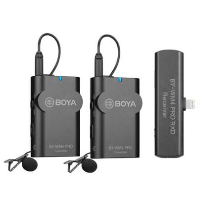 BOYA BY-WM4 Pro K4 draadloze microfoon-set met 2 zenders en Lightning-ontvanger voor iPhone BOYA BY-WM4 Pro K4 draadloze microfoon-set met 2 zenders en Lightning-ontvanger voor iPhone