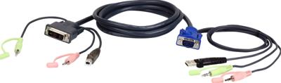 ATEN KVM Aansluitkabel [1x VGA-stekker, USB-A 2.0 stekker, Jackplug male 3,5 mm - 1x USB 2.0 bus B, Jackplug male 3,5 mm, DVI-stekker 18+5-polig] 3.00 m Zwart