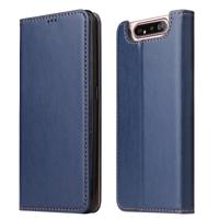 Dermis textuur PU + TPU horizontale Flip lederen draagtas met houder & kaartsleuven & portemonnee voor Galaxy A80 (blauw) - thumbnail