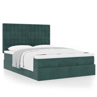 Ottoman bed met matrassen 180x200cm fluweel donkergroen - thumbnail