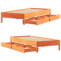 Bedframe zonder matras massief grenenhout wasbruin 75x190 cm - thumbnail