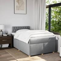 Boxspring met matras stof lichtgrijs 140x190 cm - thumbnail