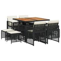 9-delige Tuinset poly rattan zwart - thumbnail