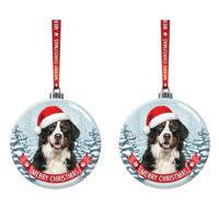 Set Van 2x Stuks Glazen Kerstballen Hond Berner Sennen 7 Cm - Kerstbal - thumbnail